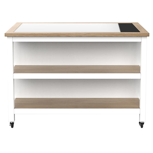 Kora Wooden Kitchen Island Open With Breakfast Bar In White
