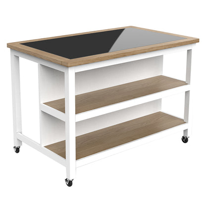 Kora Wooden Kitchen Island Open With Breakfast Bar In White