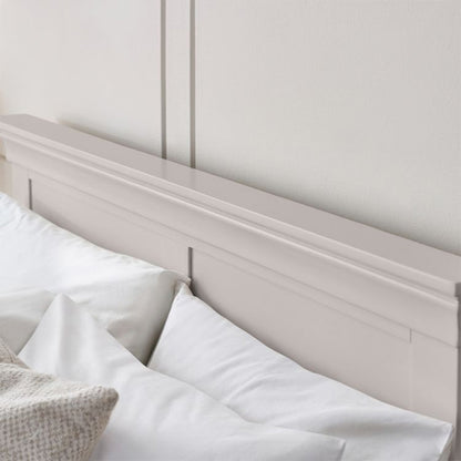 Clermont Wooden King Size Bed In Light Grey
