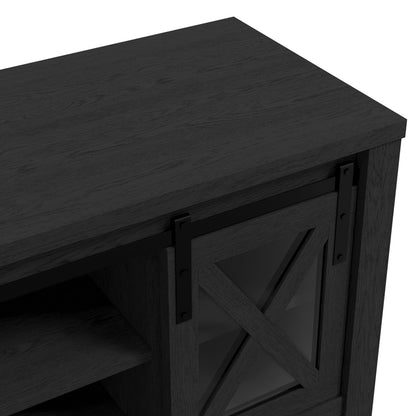 Clover Wooden TV Stand With 2 Doors In Black