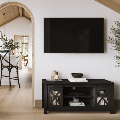 Clover Wooden TV Stand With 2 Doors In Black