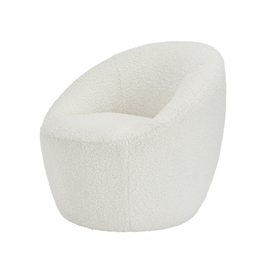Cocoon Boucle Fabric Armchair In Off White