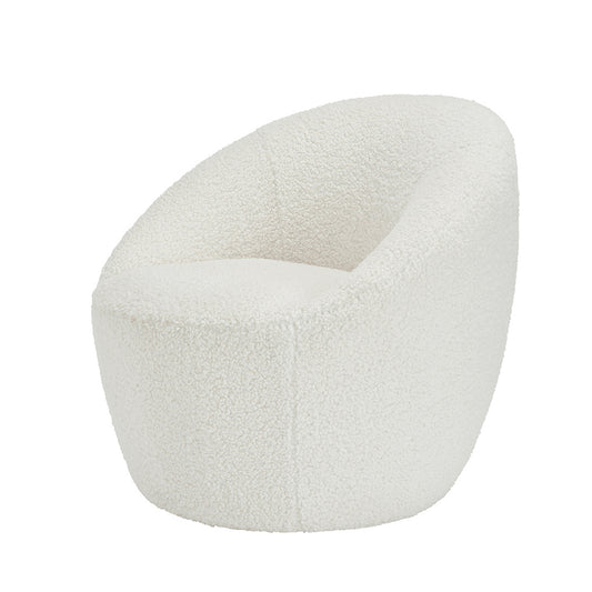 Cocoon Boucle Fabric Armchair In Off White