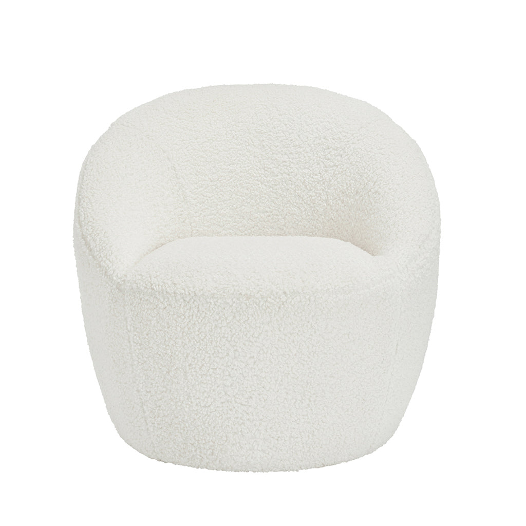 Cocoon Boucle Fabric Armchair In Off White