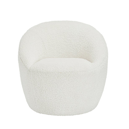 Cocoon Boucle Fabric Armchair In Off White