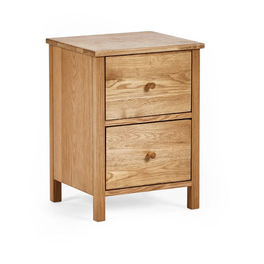 Coxmoor Wooden Bedside Cabinet With 2 Drawers In Oak