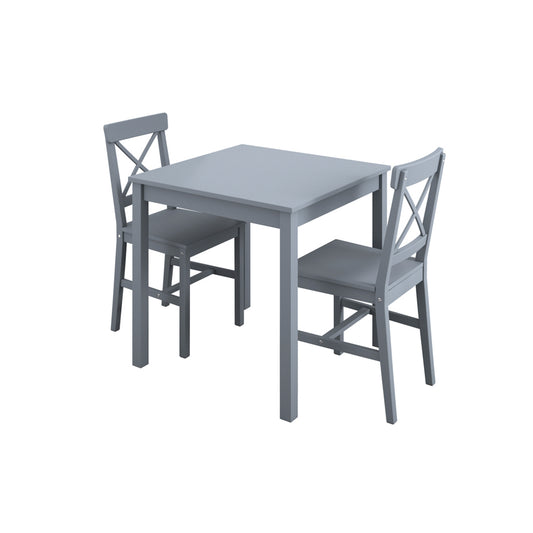 Crawford Wooden Dining Table With 2 Chairs In Anthracite Grey