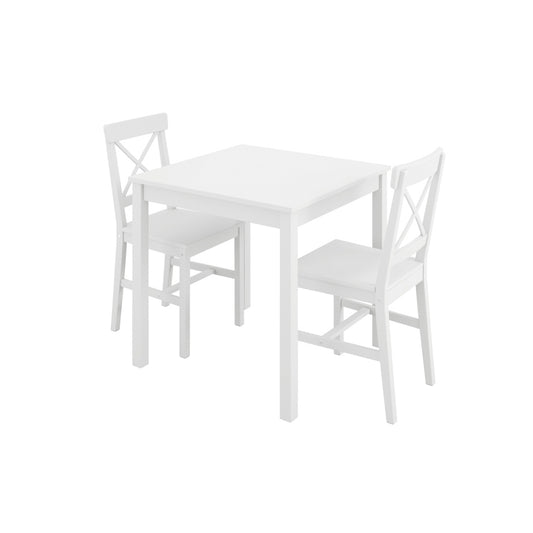 Crawford Wooden Dining Table With 2 Chairs In White
