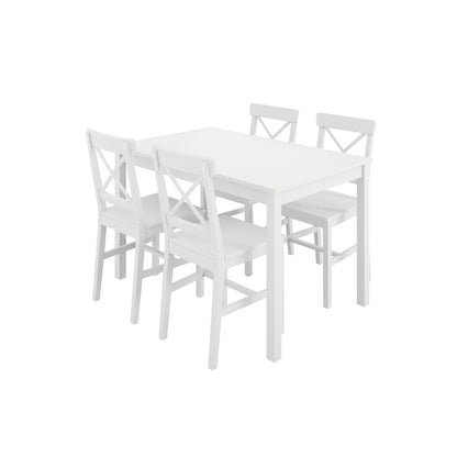 Crawford Wooden Dining Table With 4 Chairs In White