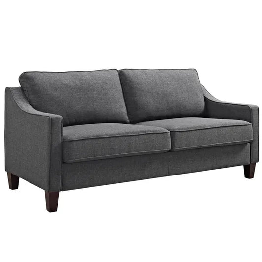 Luke Linen Fabric 2 Seater Sofa In Grey With Solid Wood Legs
