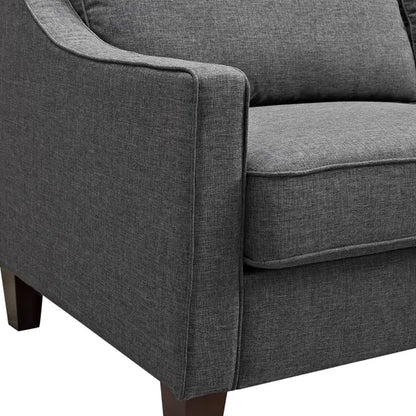 Luke Linen Fabric 2 Seater Sofa In Grey With Solid Wood Legs