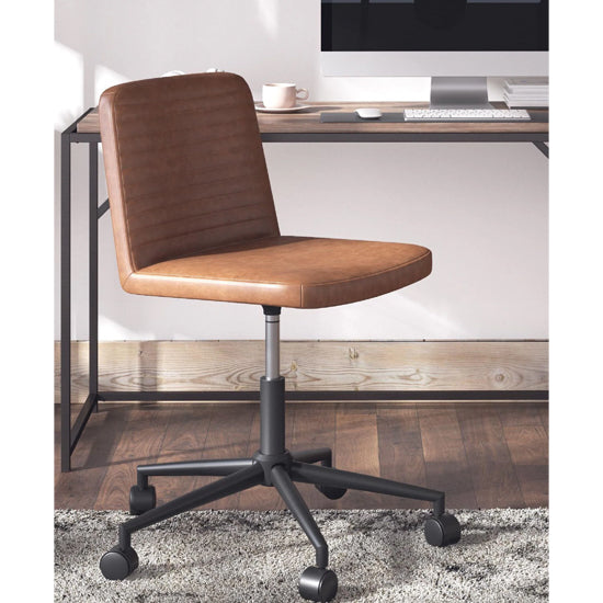 Corey Swivel Faux Leather Home And Office Chair In Camel