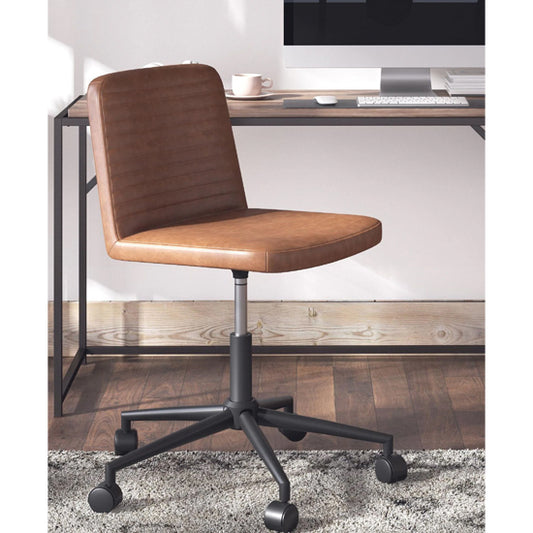 Corey Swivel Faux Leather Home And Office Chair In Camel