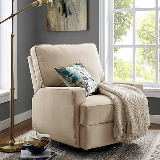 Rylan Fabric Swivel And Recliner Armchair In Beige