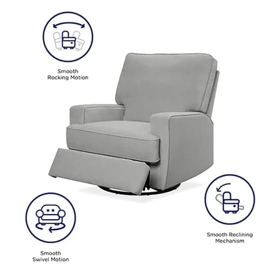 Rylan Fabric Swivel And Recliner Armchair In Grey