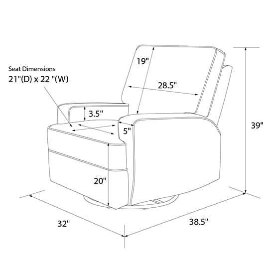 Rylan Fabric Swivel And Recliner Armchair In Grey