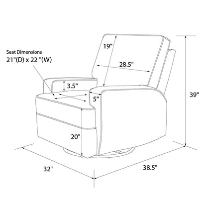 Rylan Fabric Swivel And Recliner Armchair In Grey