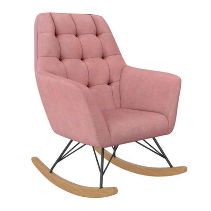 Raven Velvet Nursery Rocking Chair In Rose