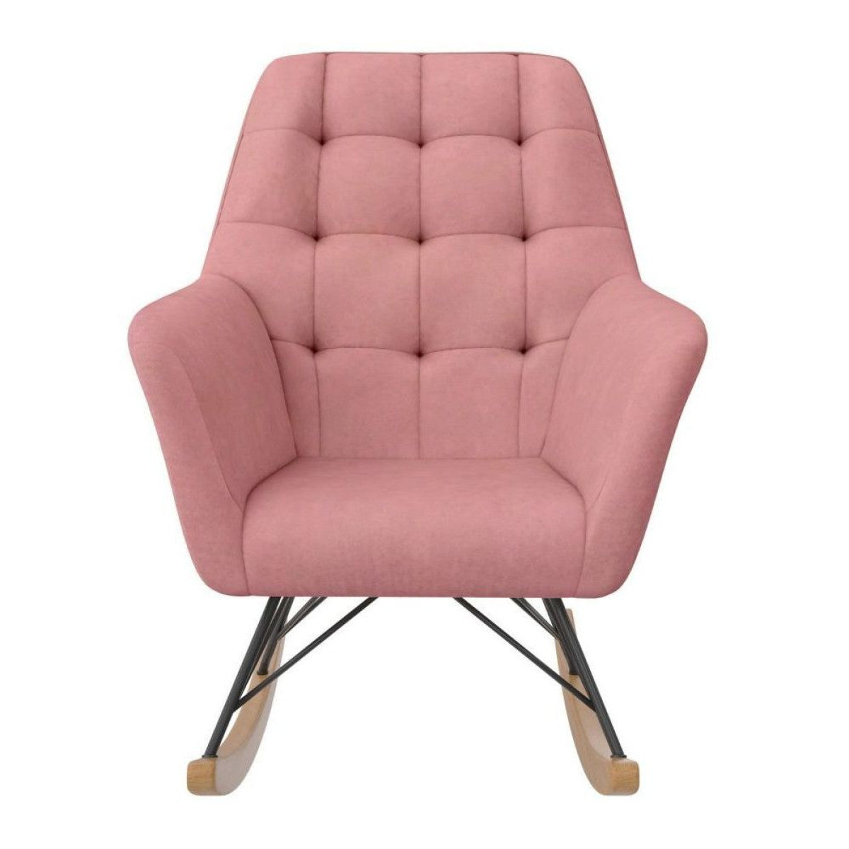 Raven Velvet Nursery Rocking Chair In Rose