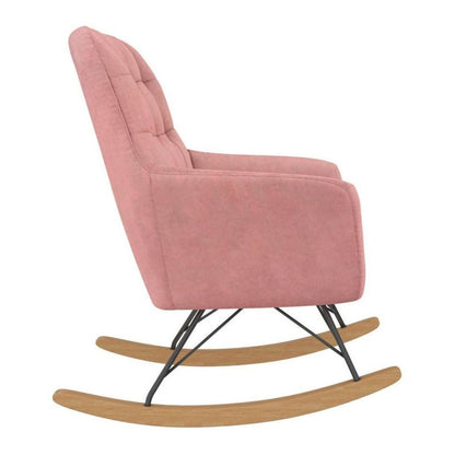 Raven Velvet Nursery Rocking Chair In Rose