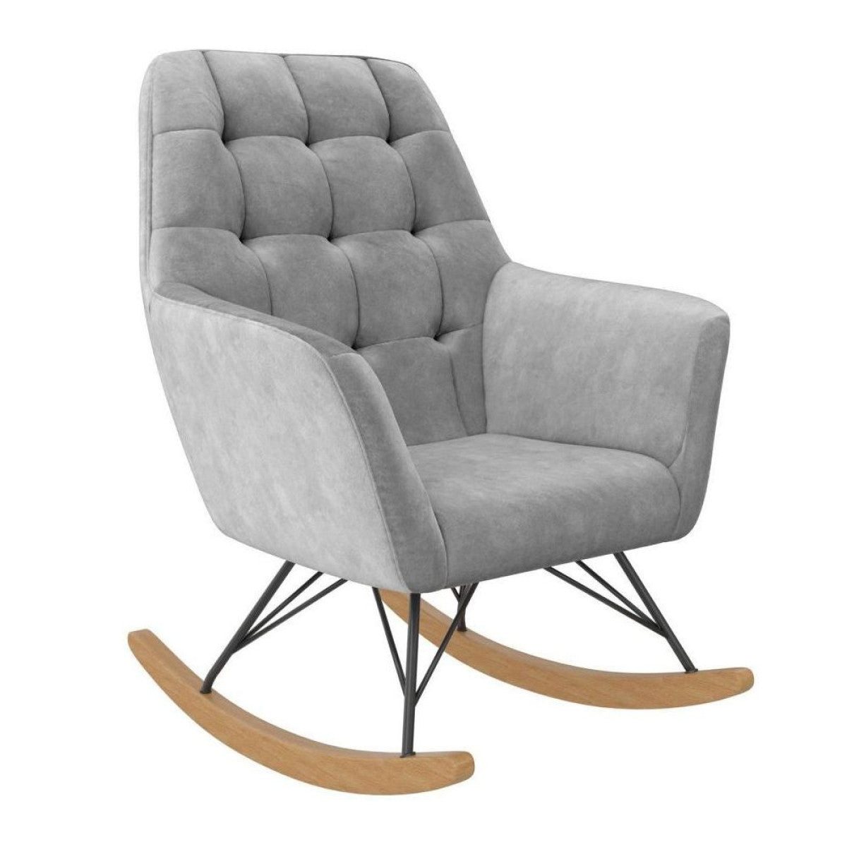 Raven Velvet Nursery Rocking Chair In Grey