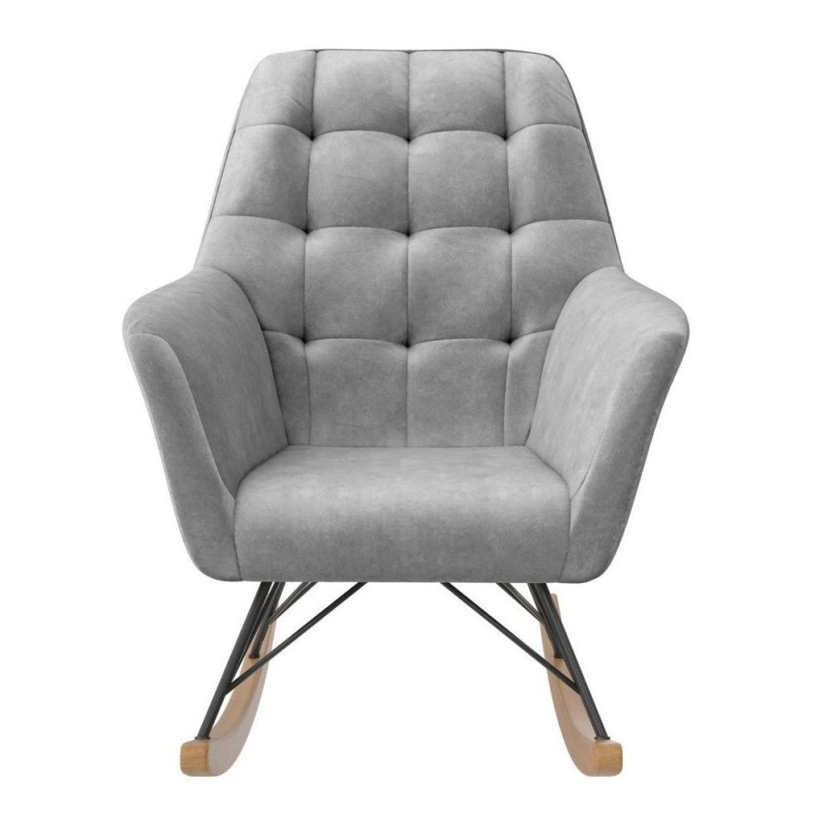 Raven Velvet Nursery Rocking Chair In Grey