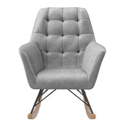 Raven Velvet Nursery Rocking Chair In Grey