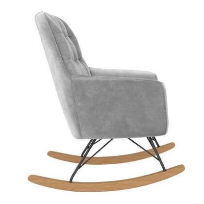 Raven Velvet Nursery Rocking Chair In Grey