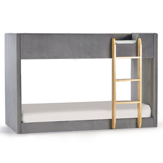 Daytona Grey Velvet Wooden Bunk Bed In Woodgrain
