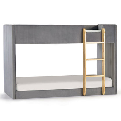 Daytona Grey Velvet Wooden Bunk Bed In Woodgrain