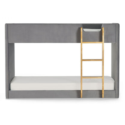 Daytona Grey Velvet Wooden Bunk Bed In Woodgrain