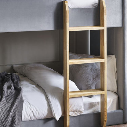 Daytona Grey Velvet Wooden Bunk Bed In Woodgrain