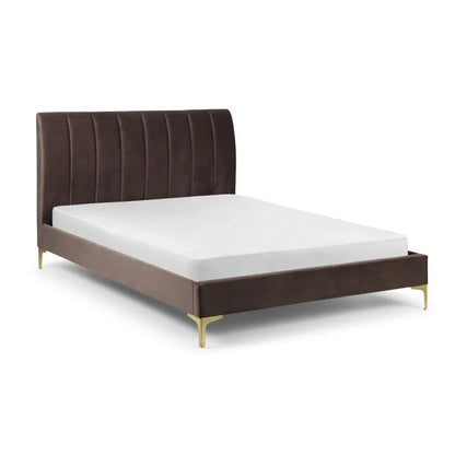 Deco Velvet Double Bed In Truffle