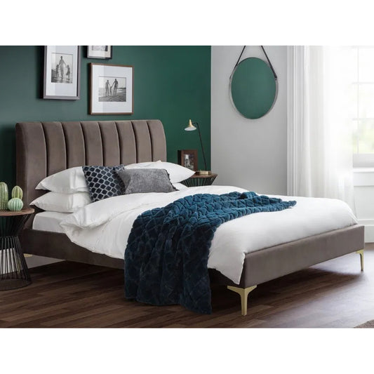 Deco Velvet Double Bed In Truffle