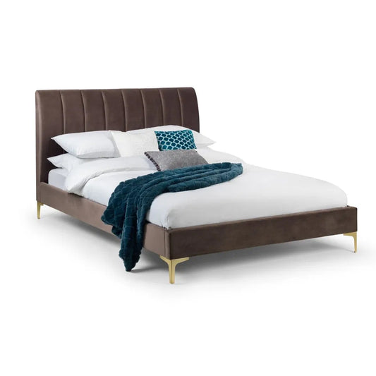Deco Velvet King Size Bed In Truffle