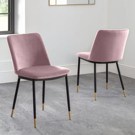 Delaunay Dusky Pink Velvet Dining Chairs In Pair