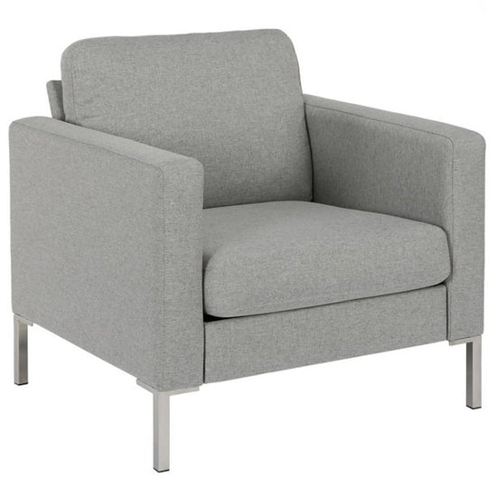 Fabry Linen Fabric 1 Seater Sofa In Grey With Chrome Metal Legs