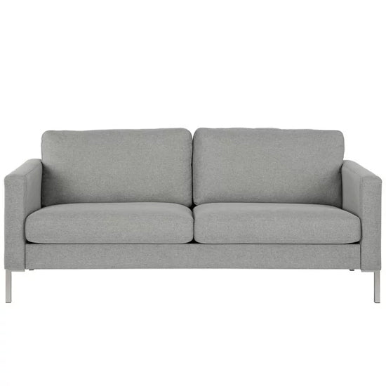 Fabry Linen Fabric 2 Seater Sofa In Grey With Chrome Metal Legs