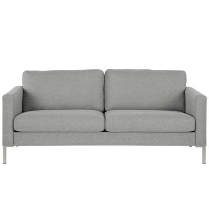 Fabry Linen Fabric 2 Seater Sofa In Grey With Chrome Metal Legs