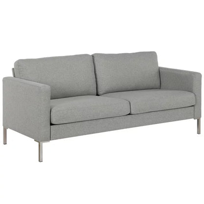 Fabry Linen Fabric 2 Seater Sofa In Grey With Chrome Metal Legs