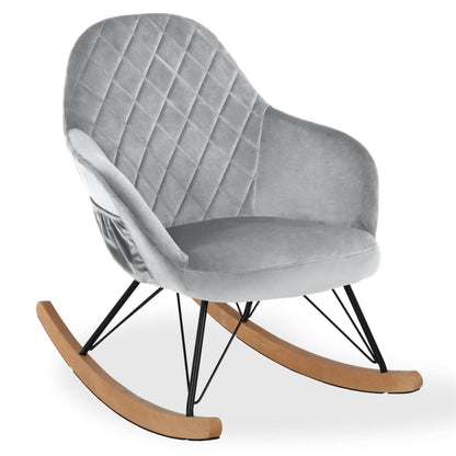 Dahlia Velvet Nursery Rocking Chair In Grey