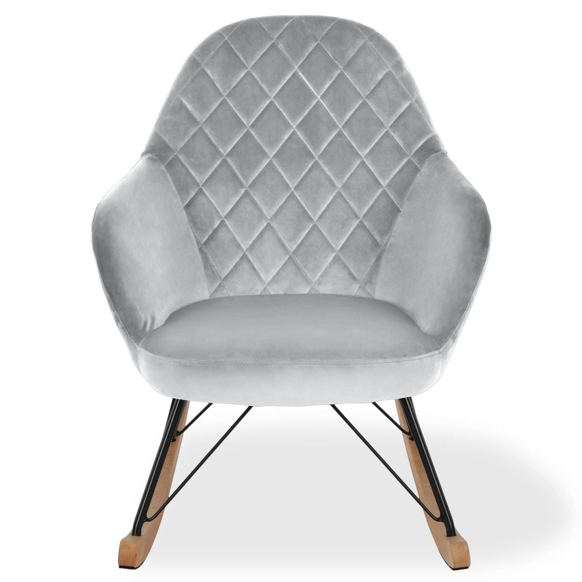 Dahlia Velvet Nursery Rocking Chair In Grey