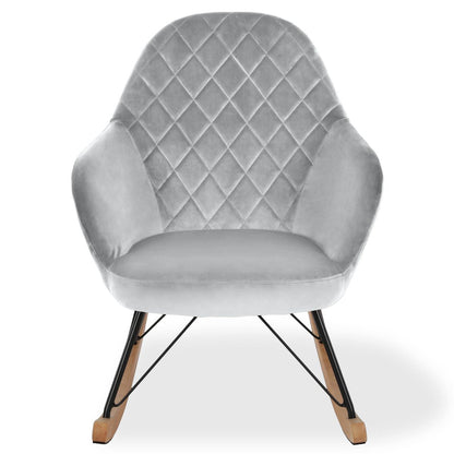 Dahlia Velvet Nursery Rocking Chair In Grey
