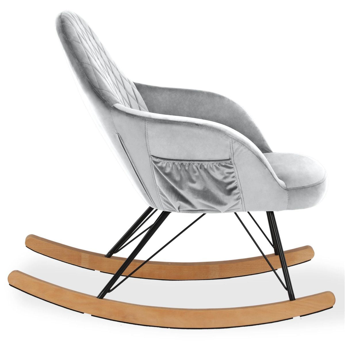 Dahlia Velvet Nursery Rocking Chair In Grey