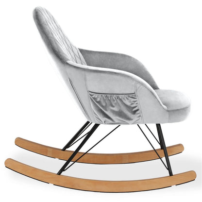 Dahlia Velvet Nursery Rocking Chair In Grey