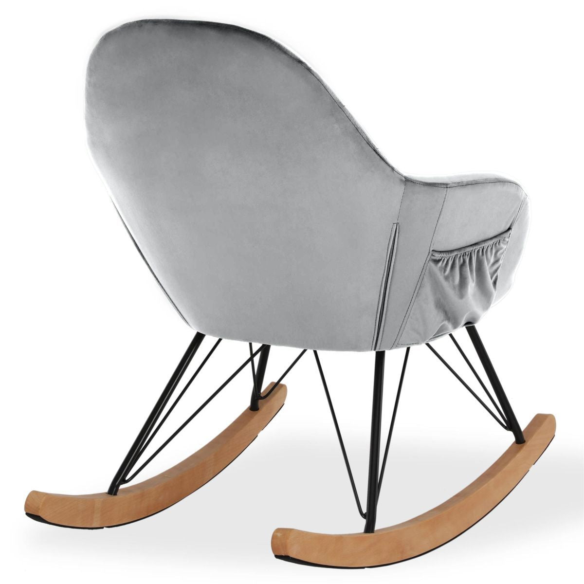 Dahlia Velvet Nursery Rocking Chair In Grey