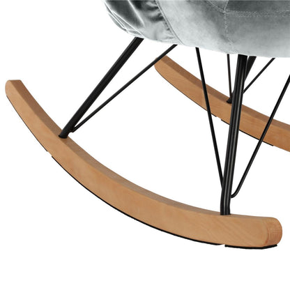 Dahlia Velvet Nursery Rocking Chair In Grey