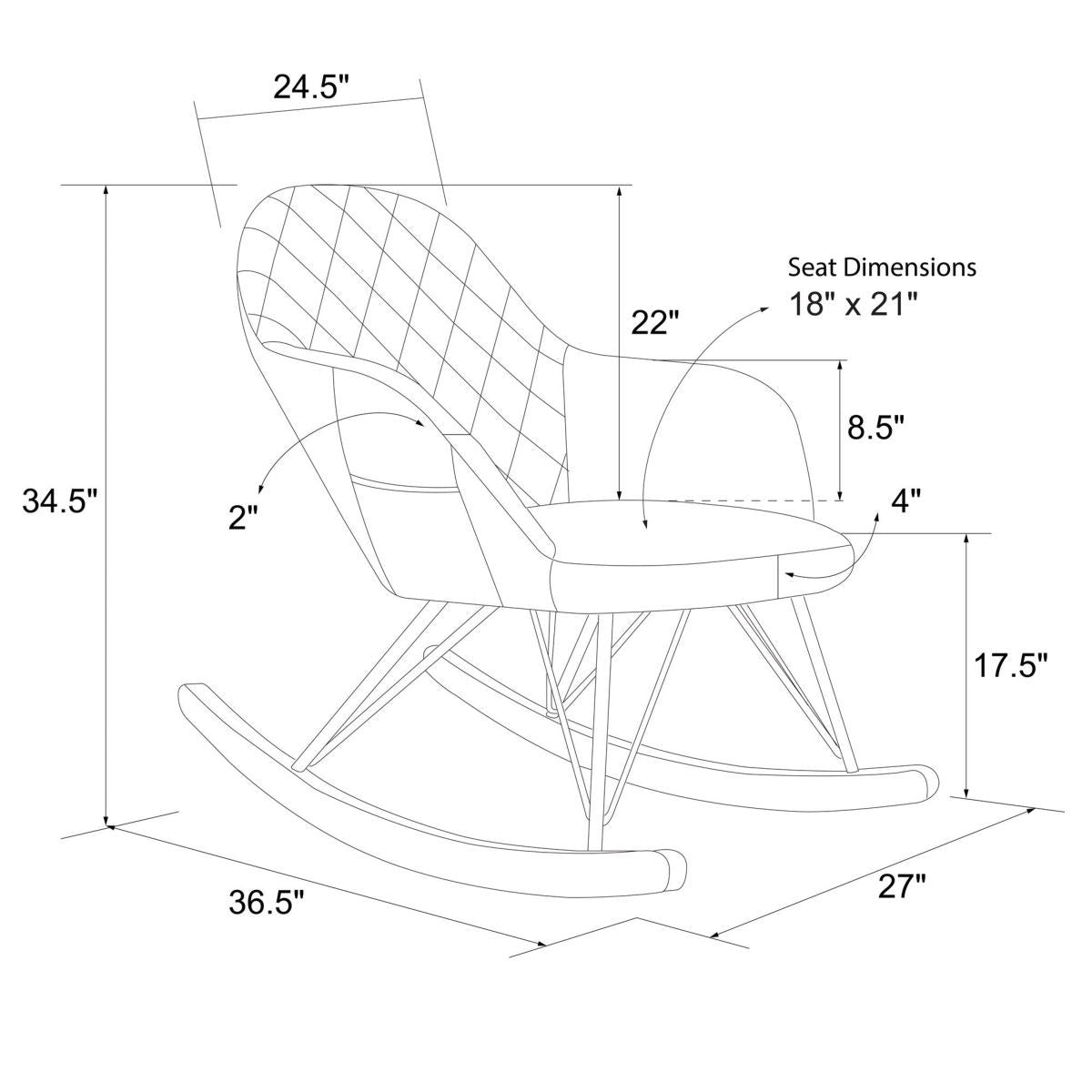 Dahlia Velvet Nursery Rocking Chair In Grey