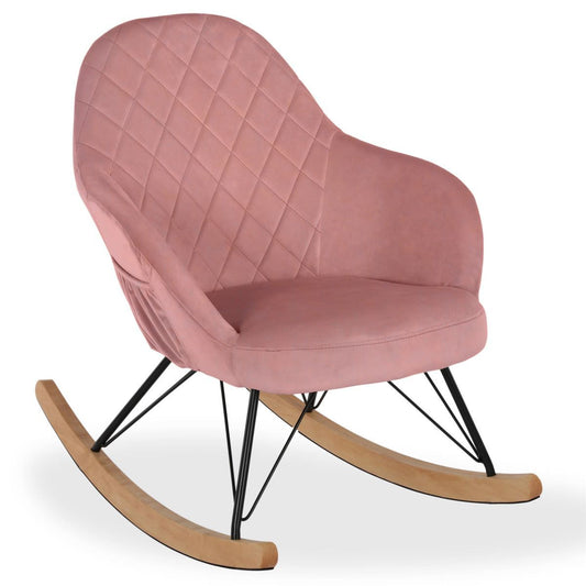 Dahlia Velvet Nursery Rocking Chair In Rose