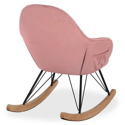 Dahlia Velvet Nursery Rocking Chair In Rose